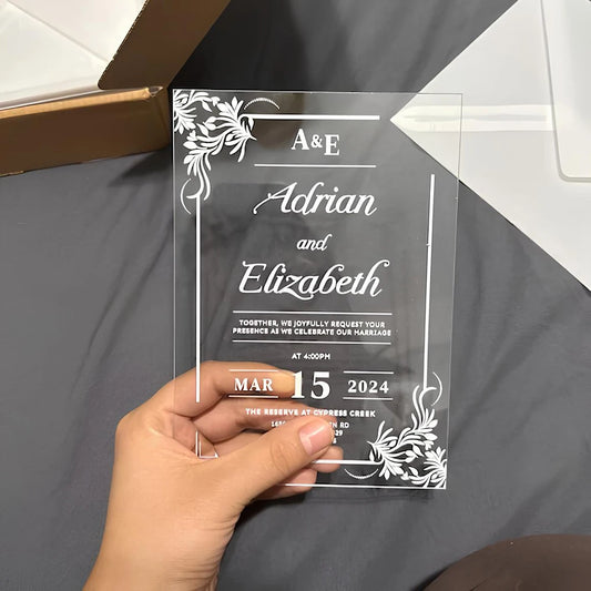 הזמנה לחתונה בעיצוב יוקרתי מאקריל – בהתאמה אישית