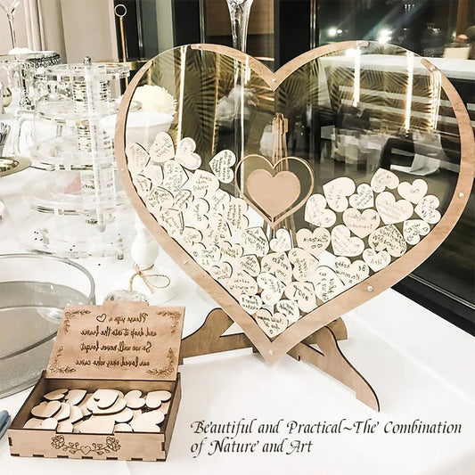 ספר אורחים בעיצוב לב מעץ