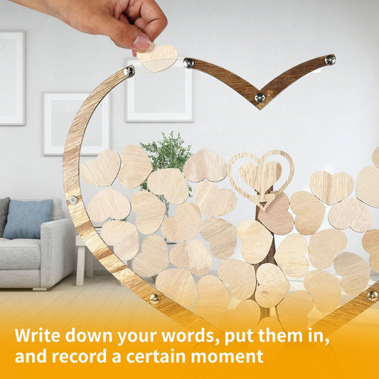 ספר אורחים בעיצוב לב מעץ