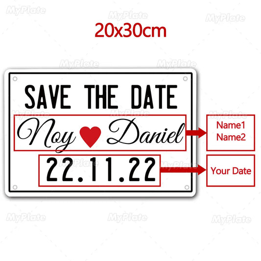 שלט מתכתי בעיצוב אישי – Save The Date