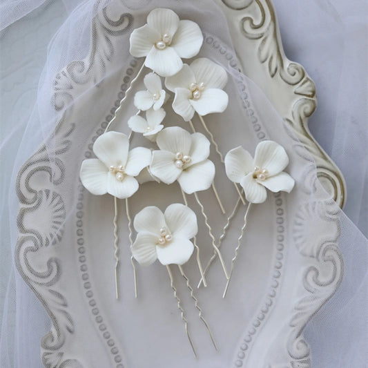 סיכות שיער עם פרחי קרמיקה