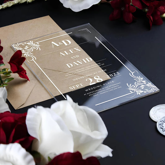 הזמנה לחתונה בעיצוב יוקרתי מאקריל – בהתאמה אישית